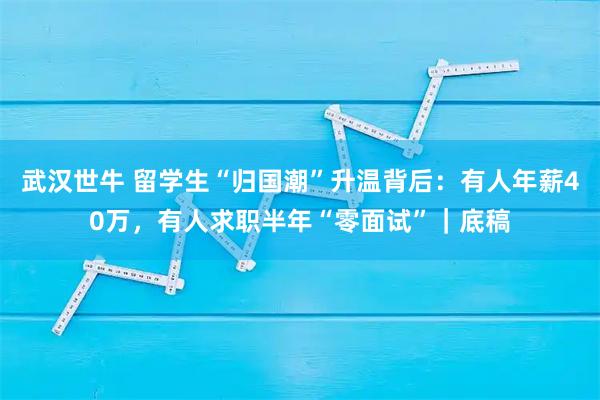 武汉世牛 留学生“归国潮”升温背后：有人年薪40万，有人求职半年“零面试”｜底稿